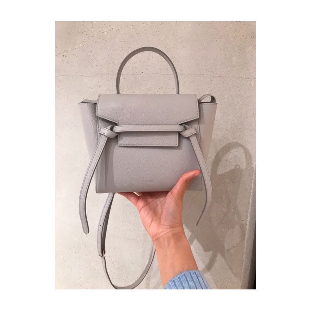 Celine nano belt shop bag light grey
