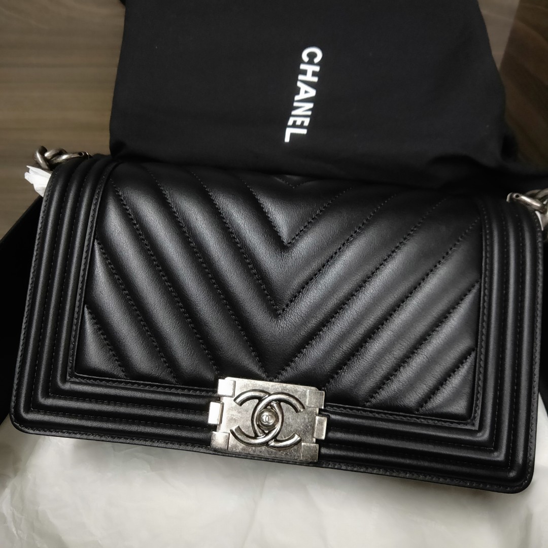 Chanel Boy Black with Ruthenium hardware Luxury Bags  Wallets on  Carousell