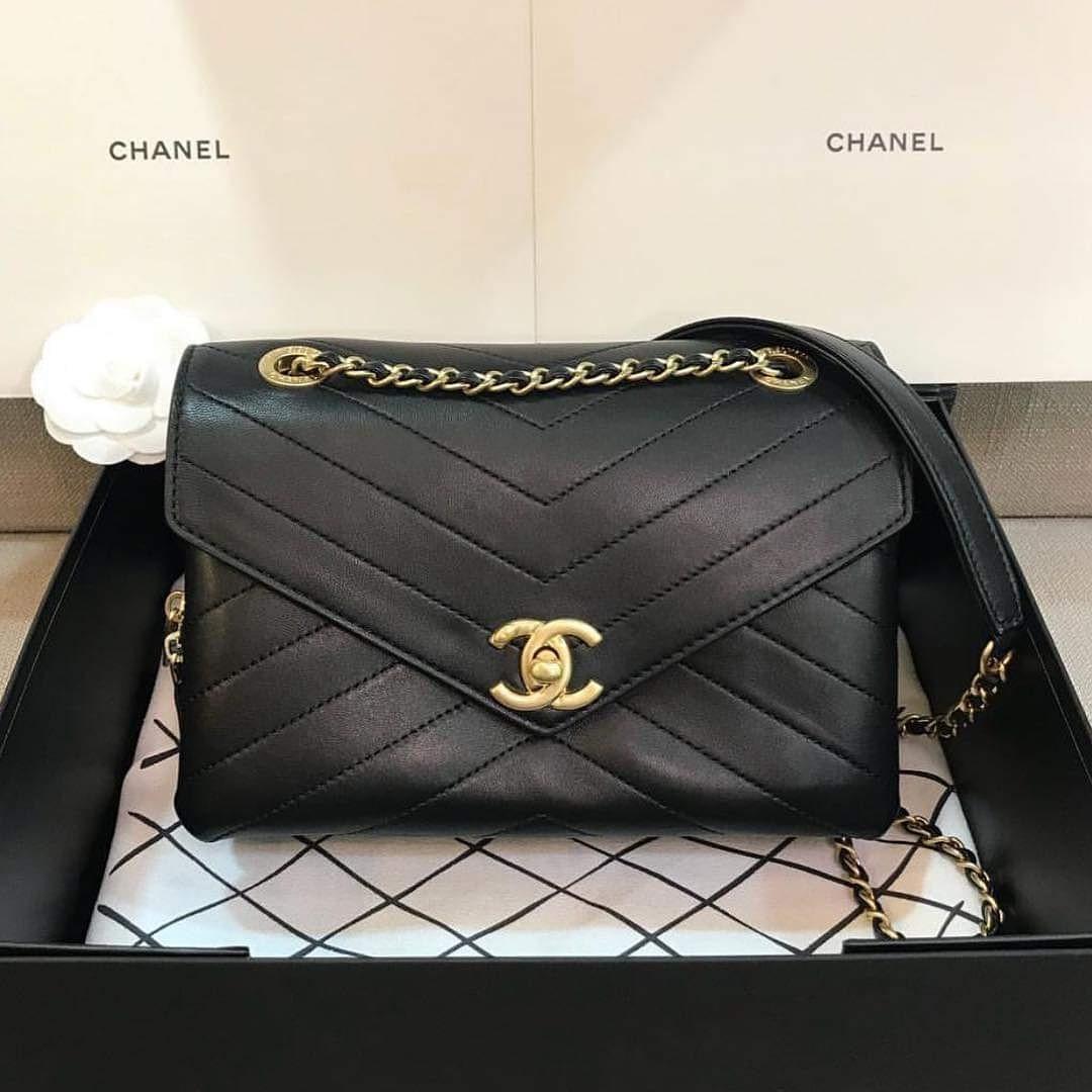 Chanel Black Quilted Lambskin Leather Envelope Flap Bag  Lyst Australia