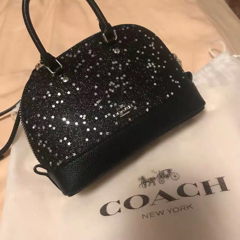 Coach Black Glitter Leather Mini Sierra Crossbody Bag Coach