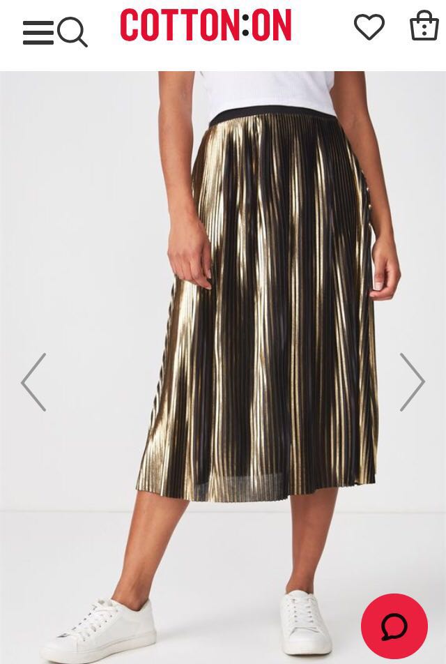 Cotton On Gold Pleated Skirt