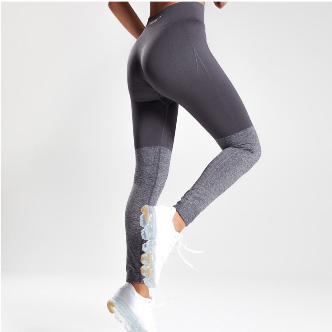 Gymshark TwoTone Seamless Leggings - Charcoal/Charcoal Marl, Size Medium