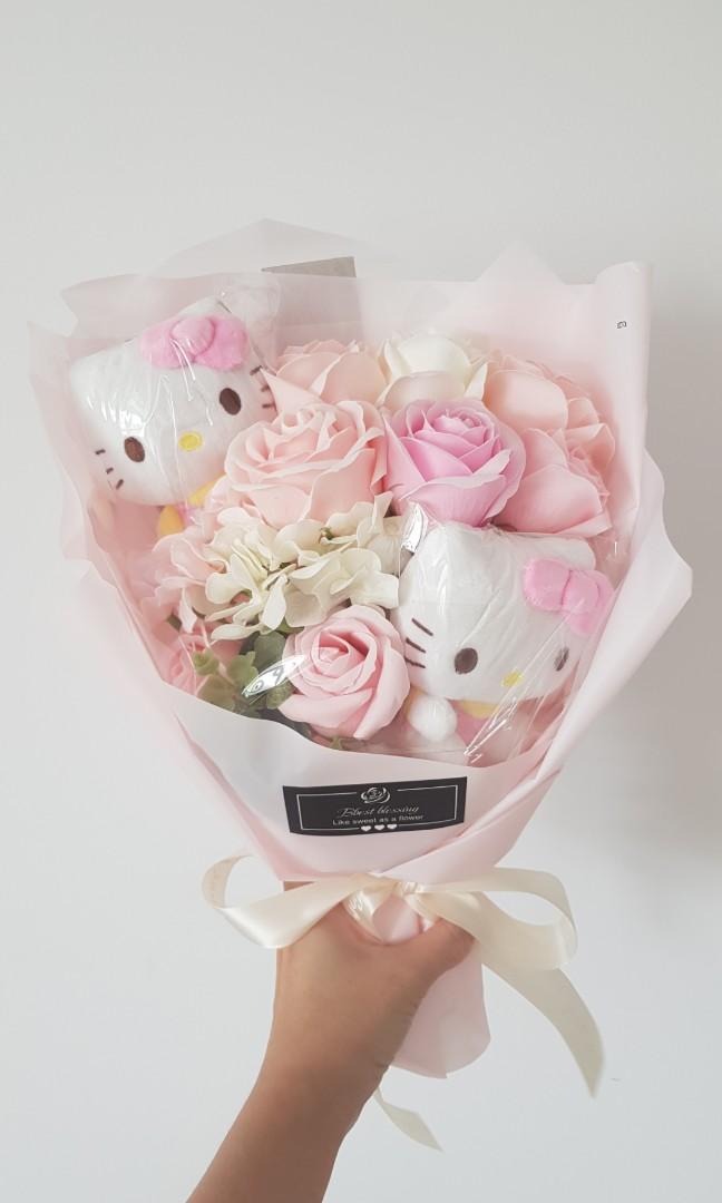 Hello Kitty Bouquet Rose Bouquet Valentine Day Anniversary Proposal Farewell Graduation Hobbies Toys Stationery Craft Flowers Bouquets On Carousell