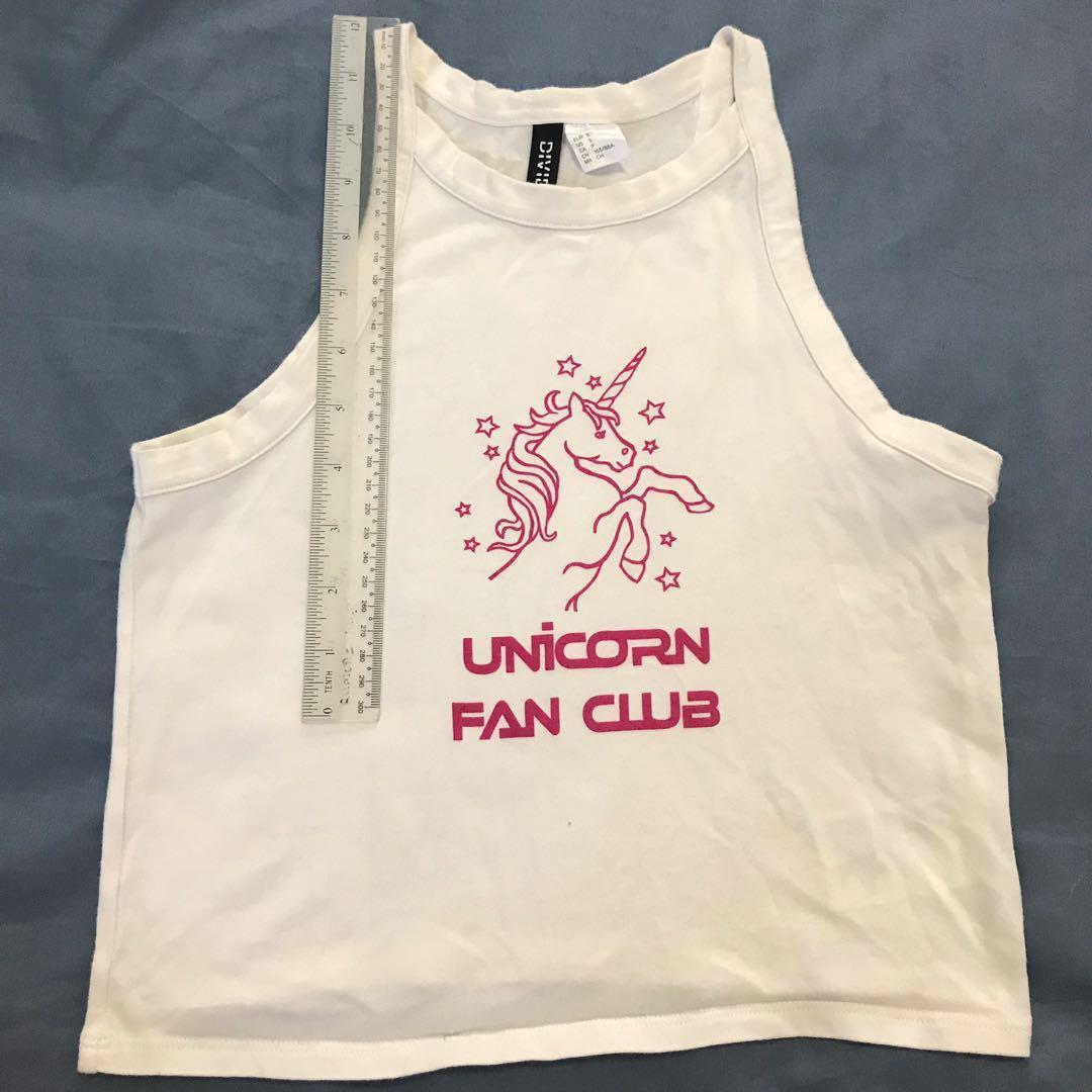 H M Unicorn Singlet White Pink Hardly Worn 9 Years Old Girls Kids Top Tshirt Babies Kids Girls Apparel 8 To 12 Years On Carousell
