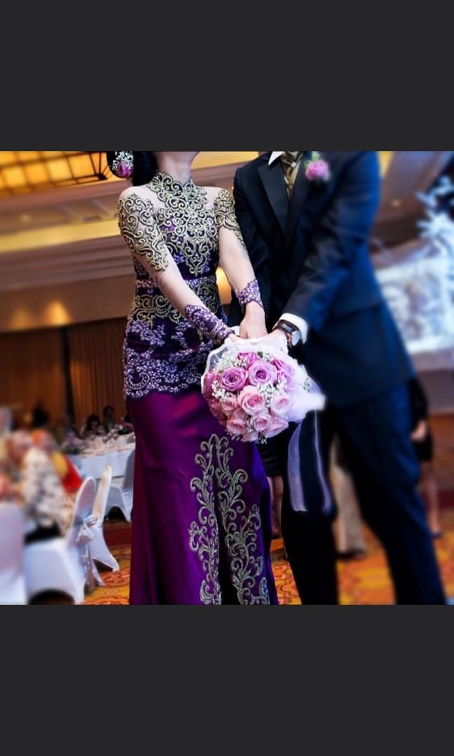 Royal Purple Gold Bali Kebaya Pants Set