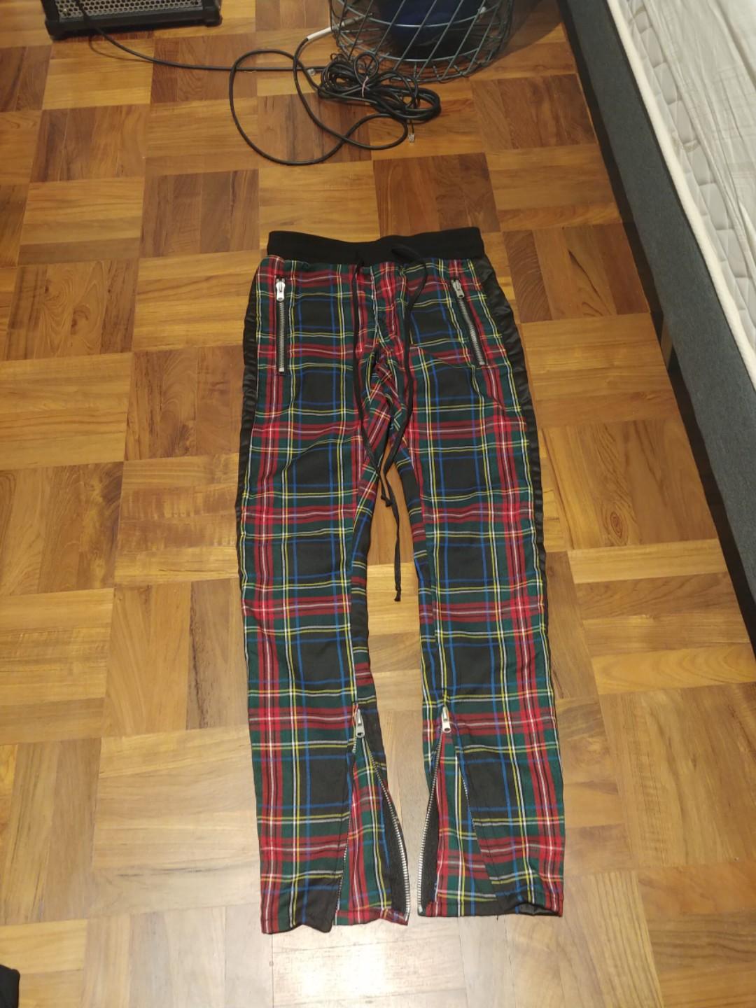 plaid track pants womens