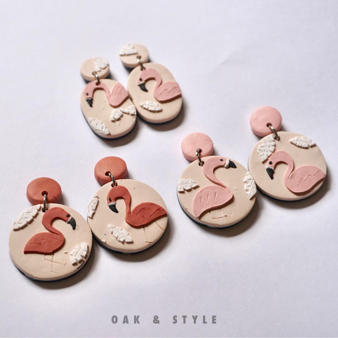 Polymer clay deals flamingo earrings