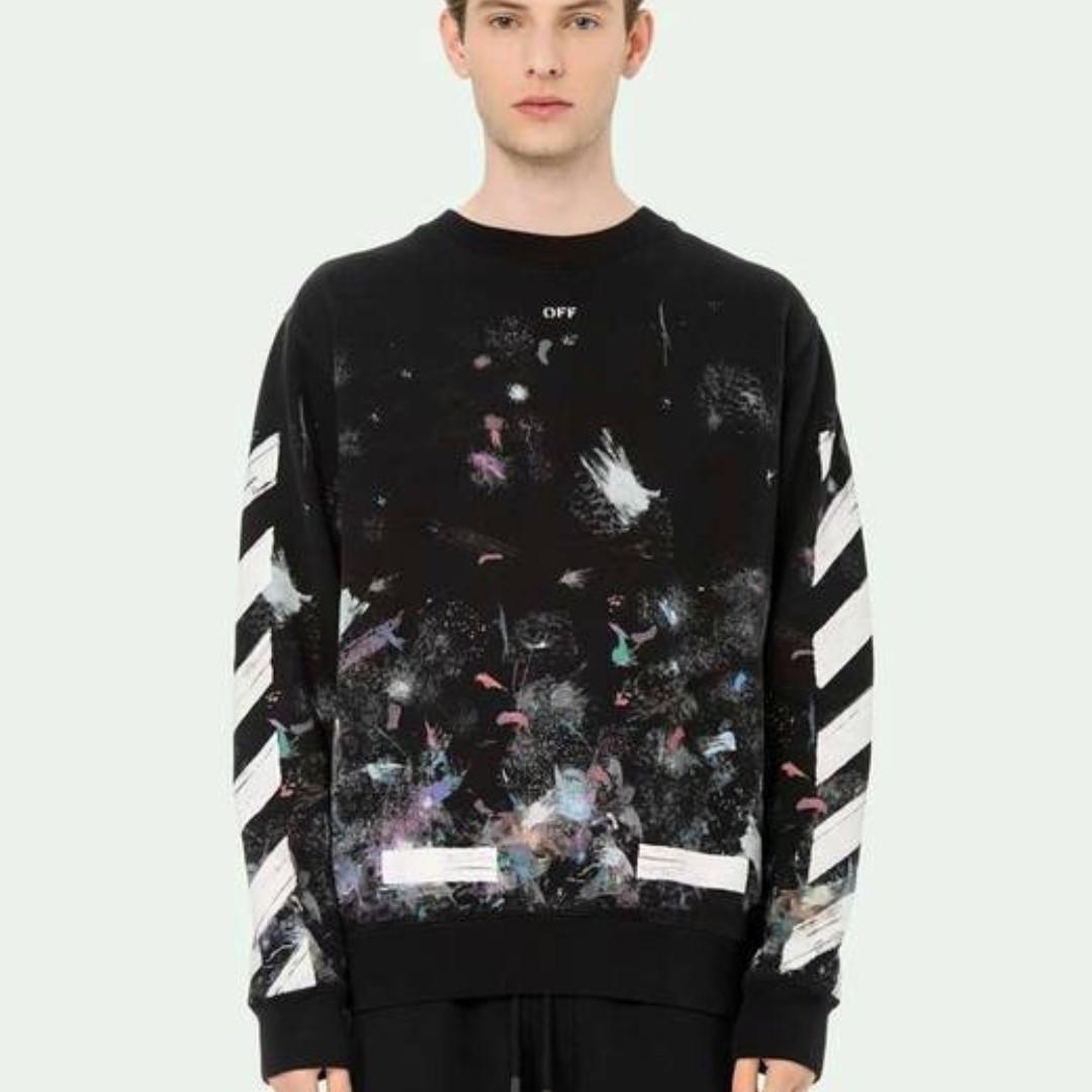 SALE Off White Galaxy Crewneck Sweatshirt Men s Fashion Tops