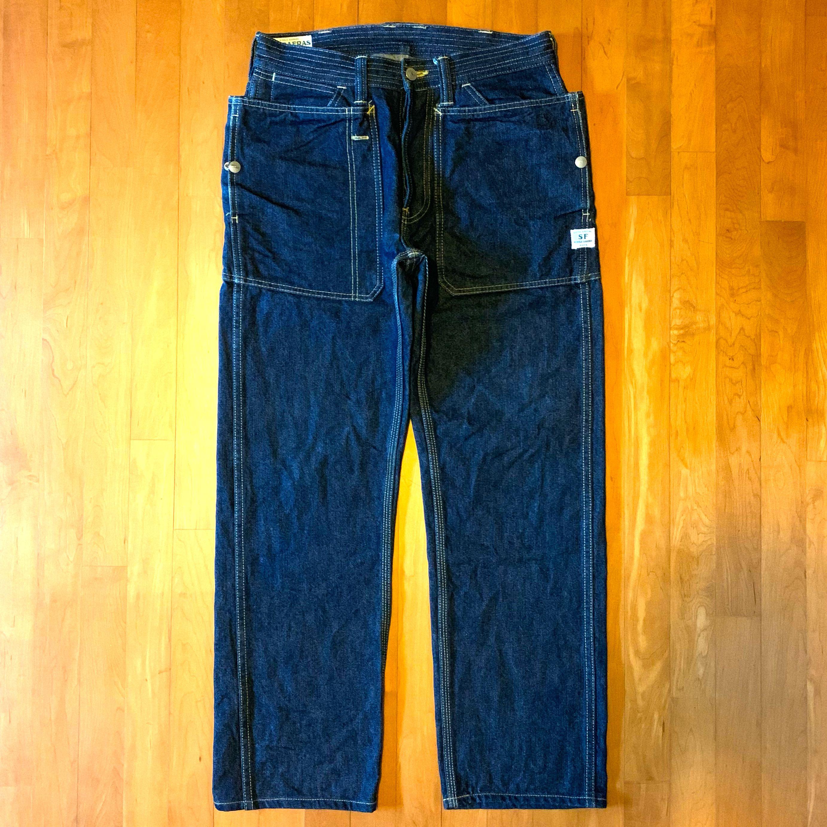 Sassafras Fall Leaf Sprayer Pants Denim S Made in Japan