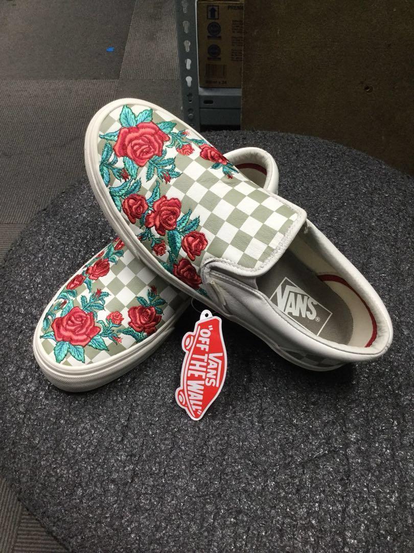 Vans Shoes Slip On Custom Rose Print 