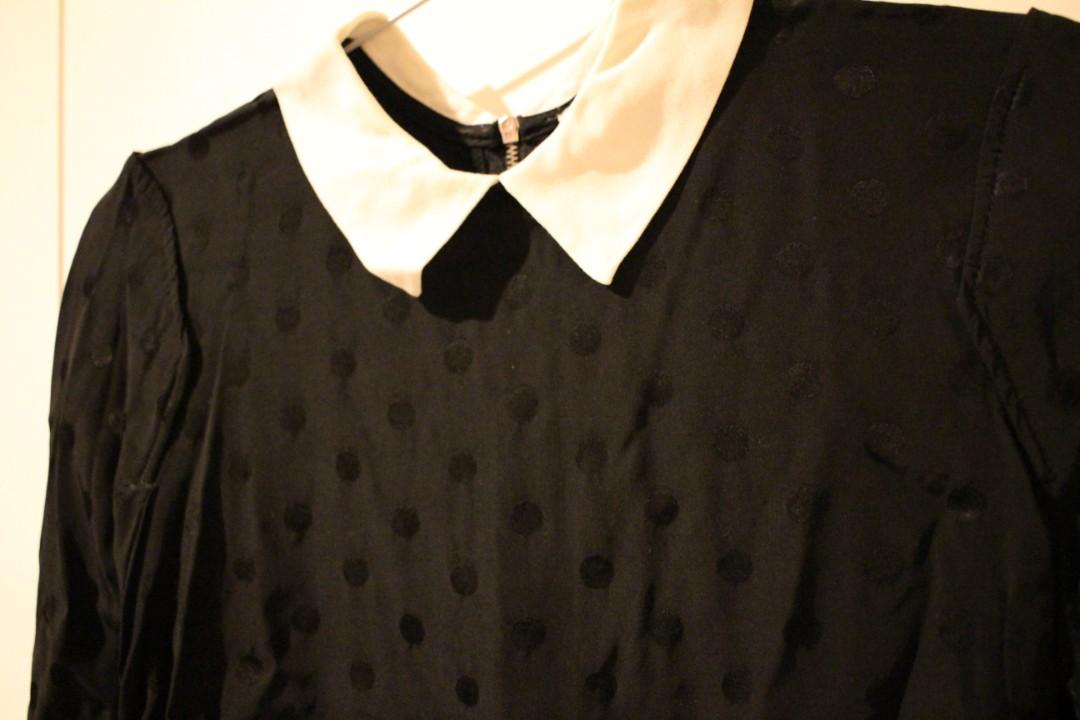 zara black blouse with white collar