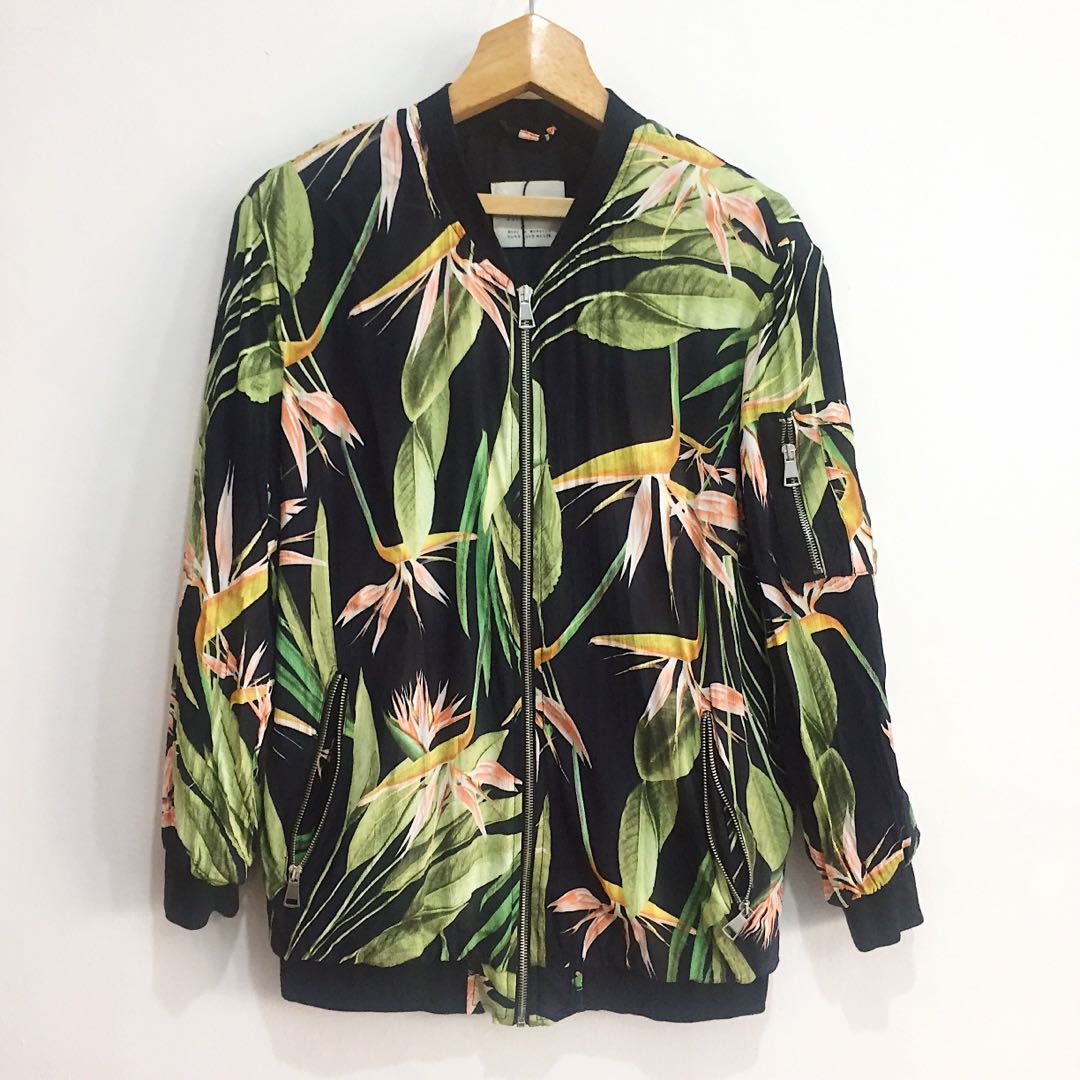 floral print bomber jacket zara