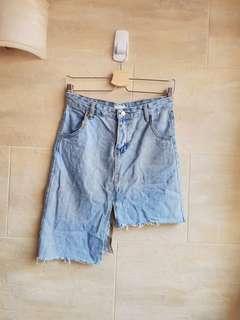 Denim Skirt with Irregular Hem