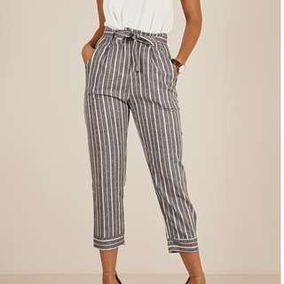 Showpo linen look pants in grey stripe
