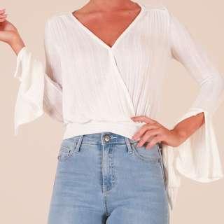 Showpo white knit wrap top