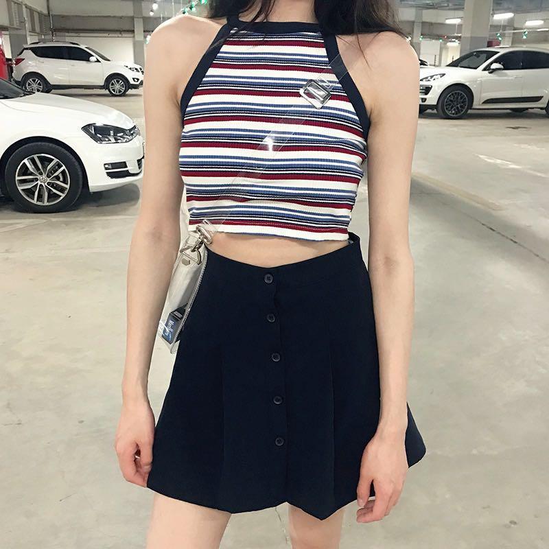 Button up black skater skirt sale