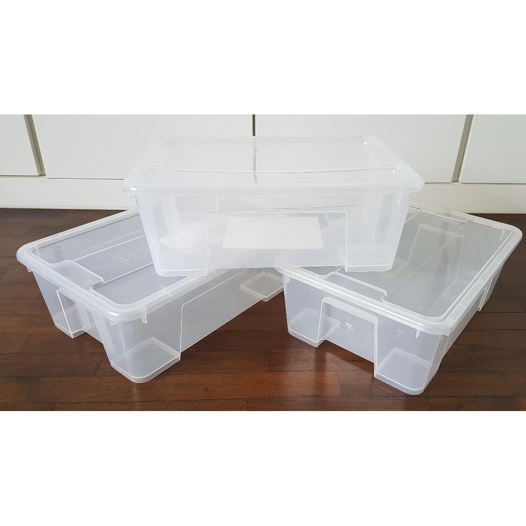 3 Pieces Ikea Samla Box Storage Transparent With Lid 11 Liters Furniture Others On Carousell