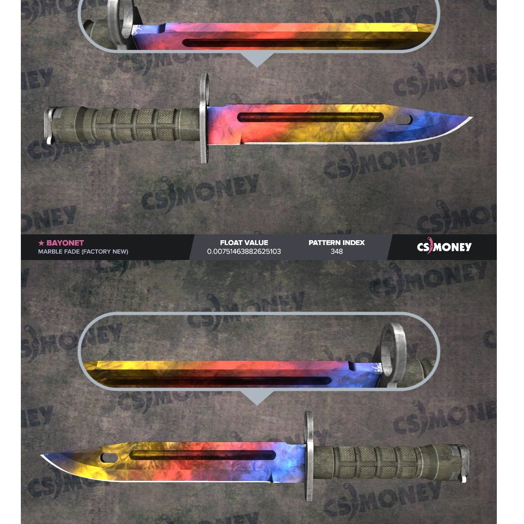 (70 MP) MARBLE FADE ULTRA LOW FLOAT & TRI COLOUR PATTERN CSGO