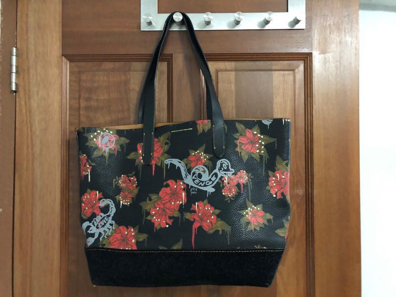 coach rose print tote