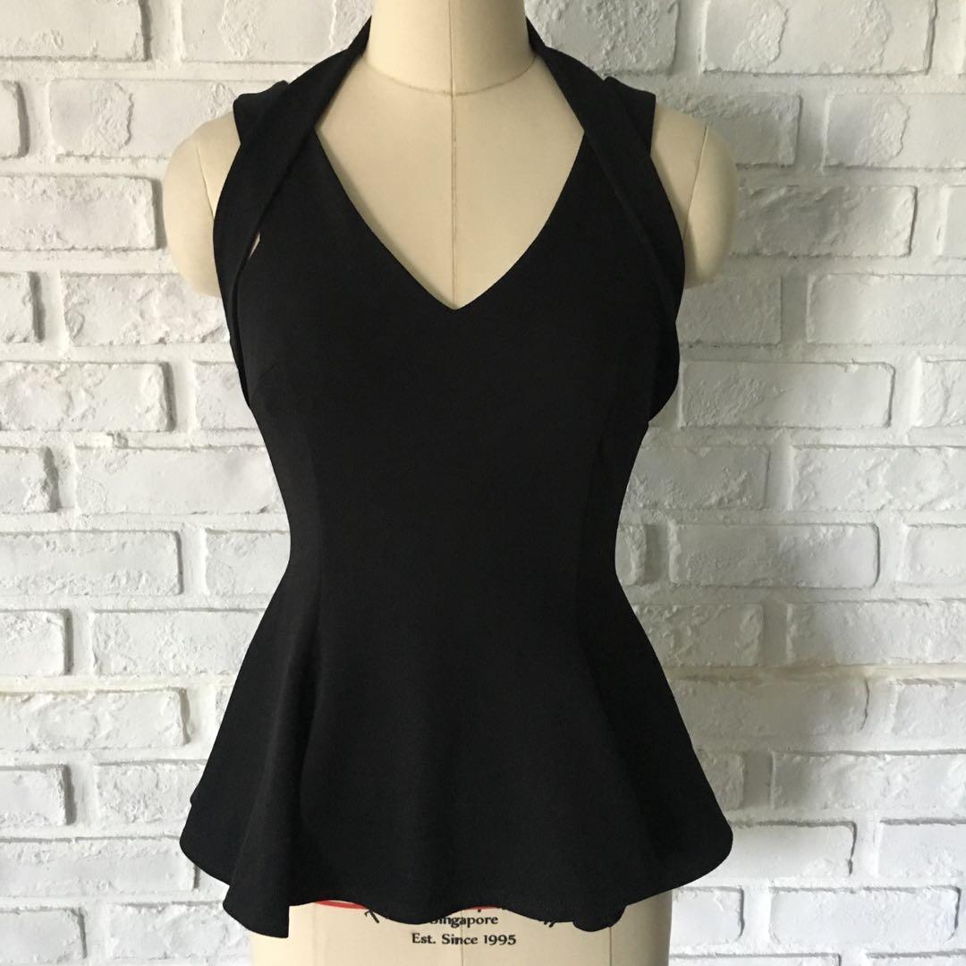 river island black peplum top