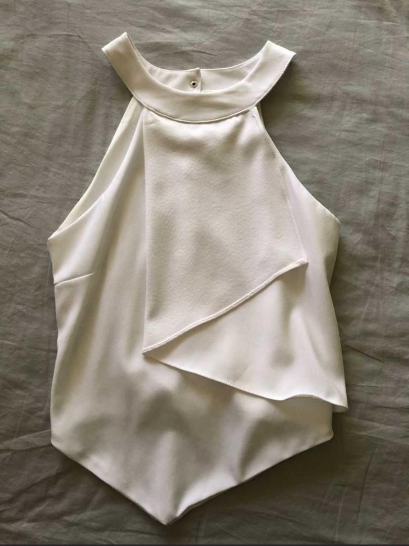 white silk halter top