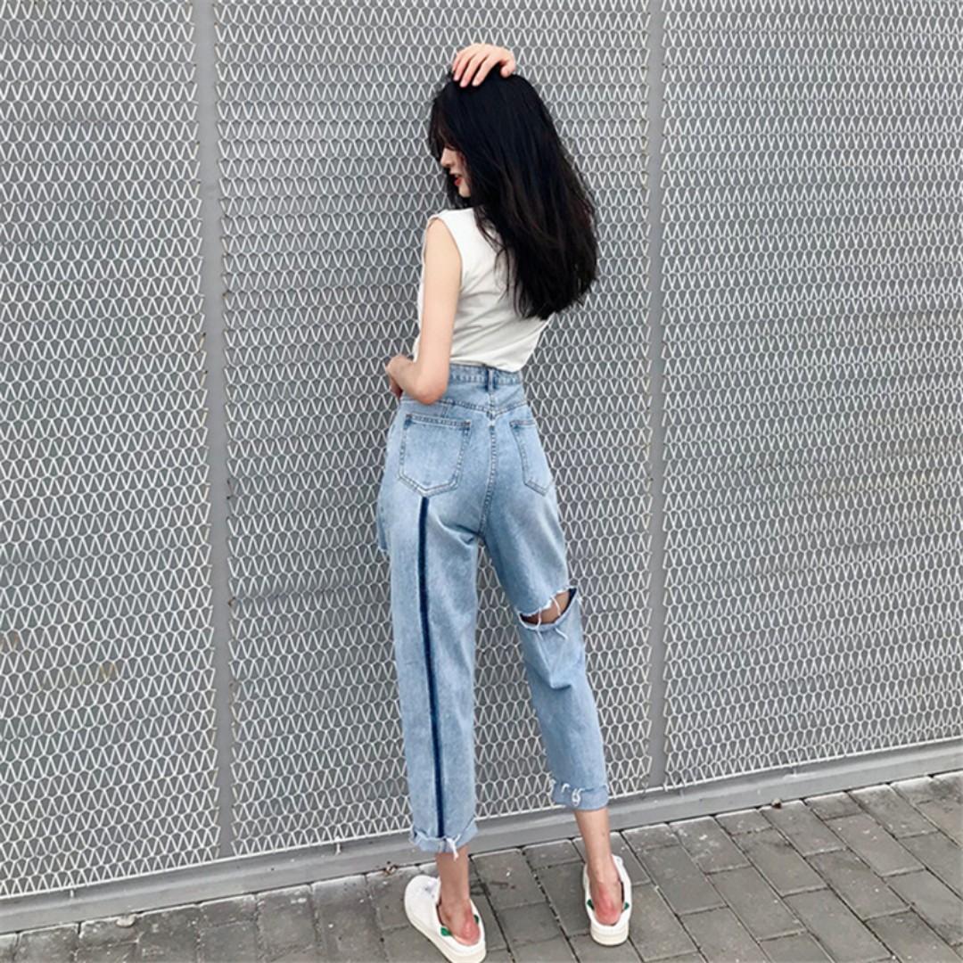 Back slit jeans clearance