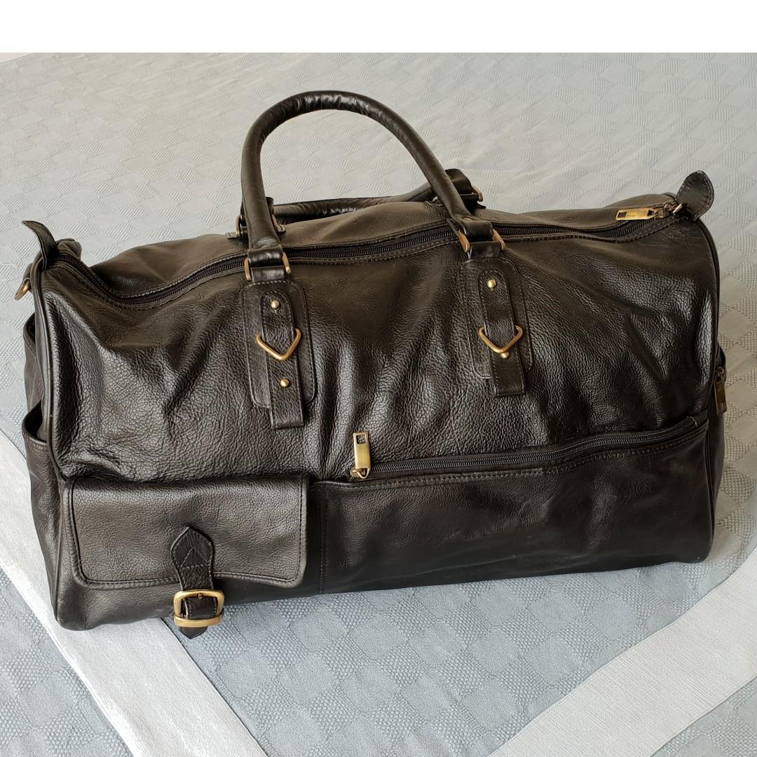 genuine leather overnight bag