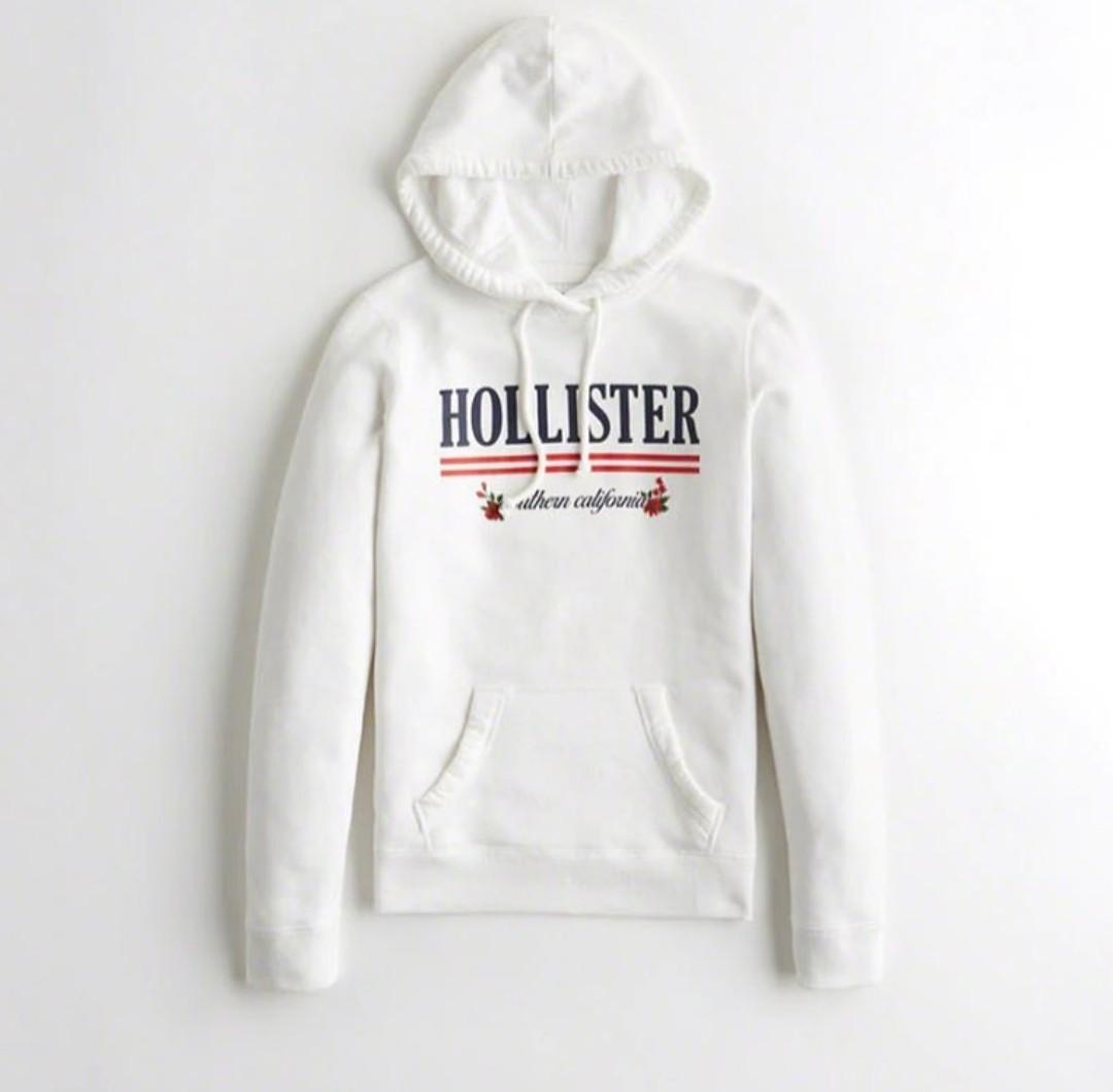 hollister white rose hoodie