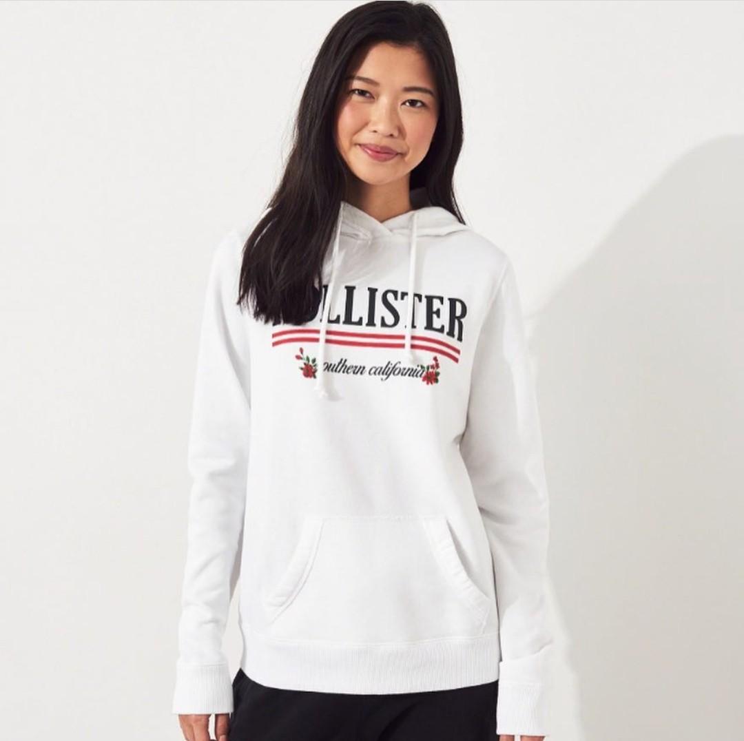Hollister white rose hoodie new arrivals