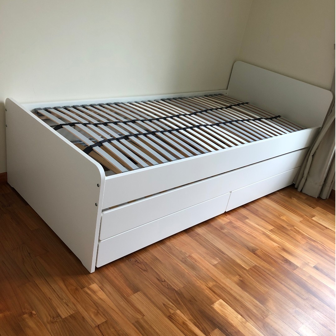 Ikea Slakt Bed Frame W 1 Foam Mattress Underbed Storage Furniture Beds Mattresses On Carousell