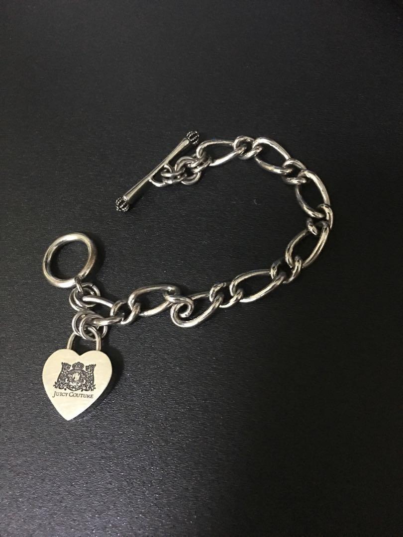 Juicy Couture / Silver Tone / Charm Bracelet / Heart Charm / Oval