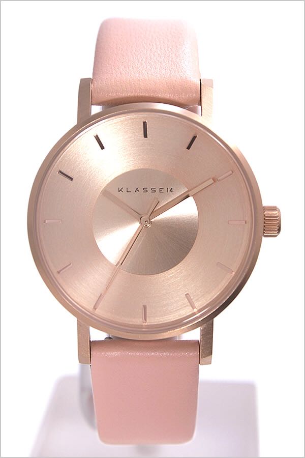 klasse14 粉色皮革手表