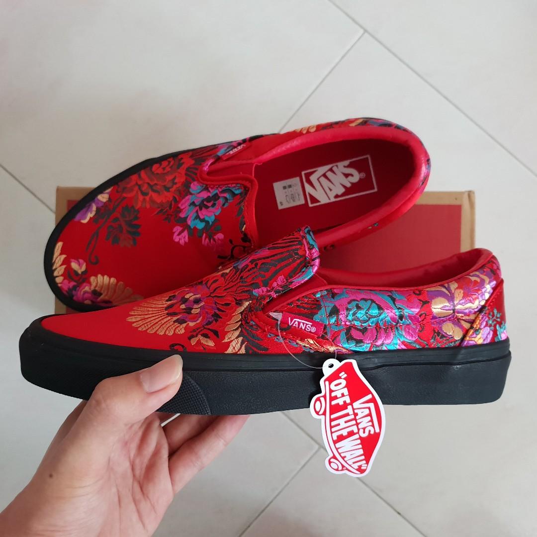 festival satin slip on vans