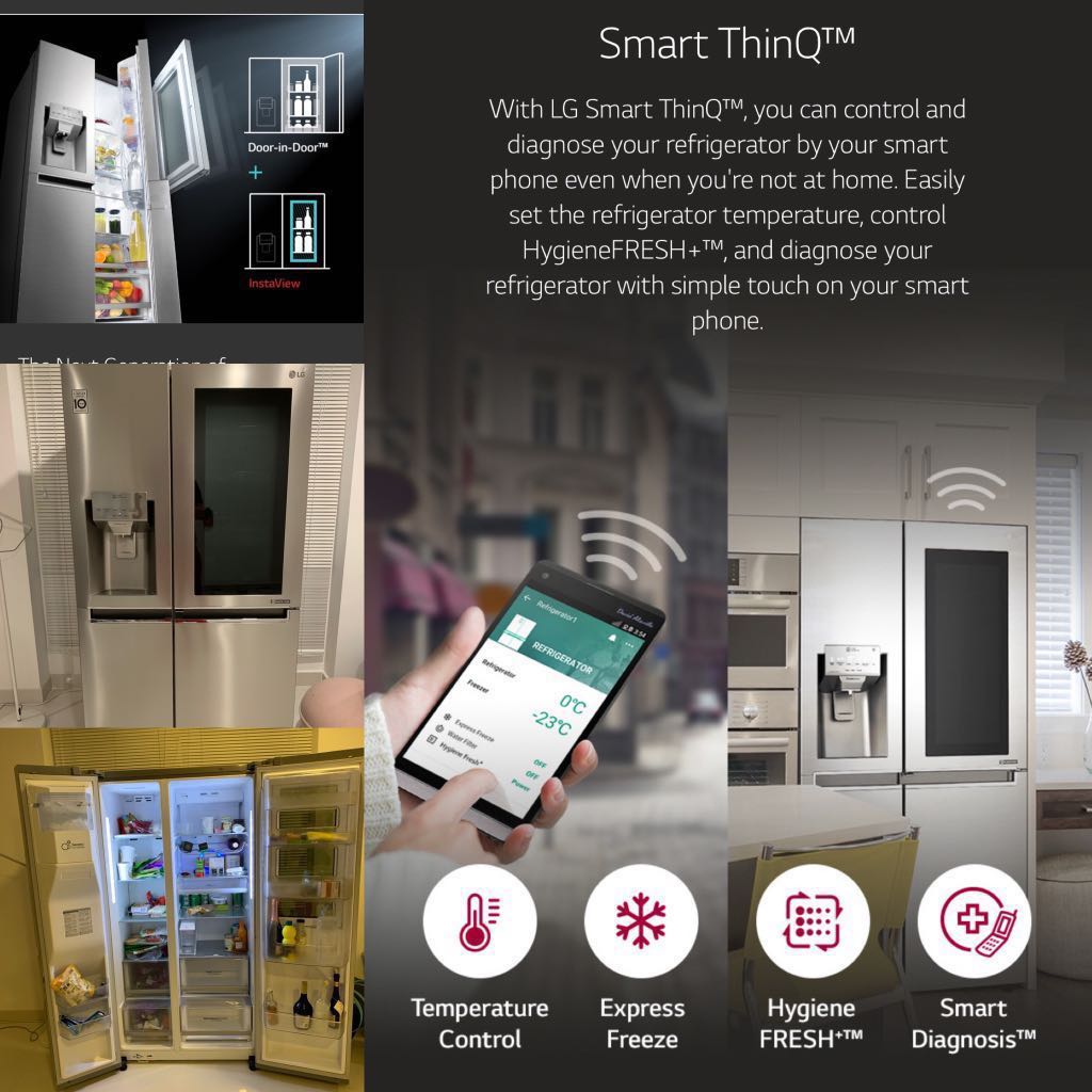 LG smart refrigerator Double door, ice maker , knock knock window, TV