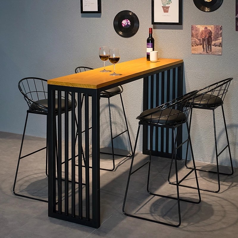 LIAM Modern Rustic Wooden High Bar Table & Stool ...