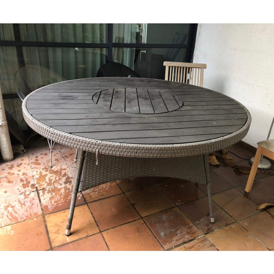 Outdoor Wooden Table With Built In Lazy Susan Free