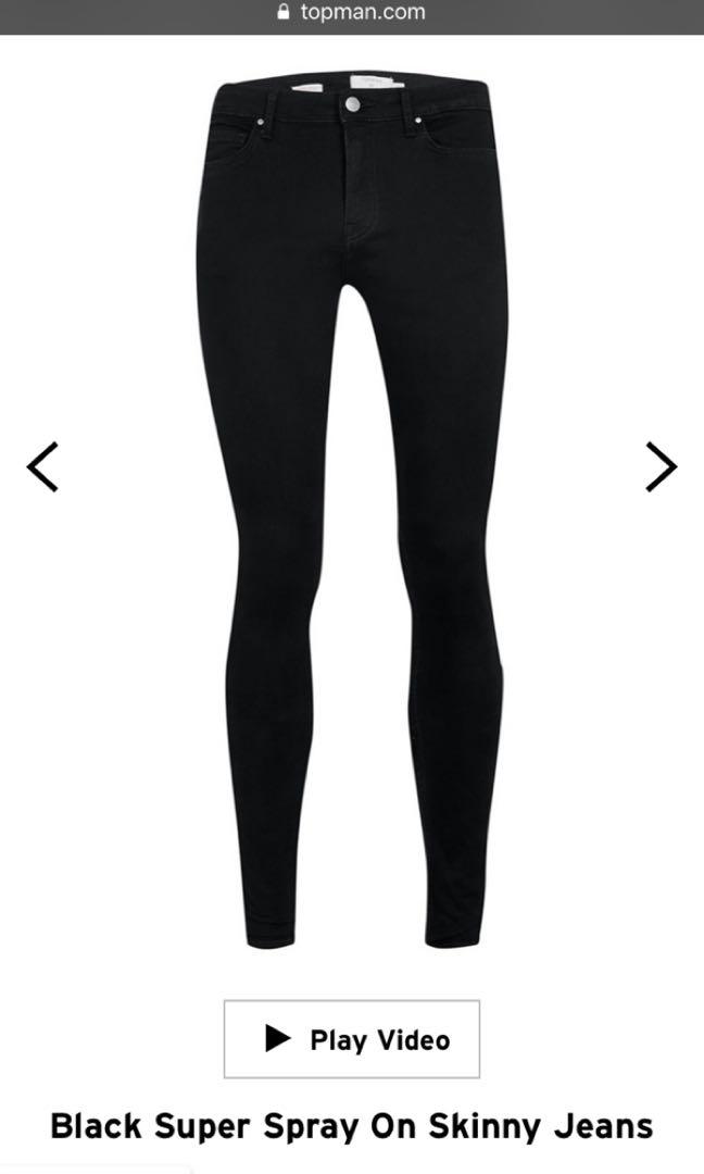 Topman Spray On Skinny Black Jeans Women S Fashion Clothes Pants Jeans Shorts On Carousell