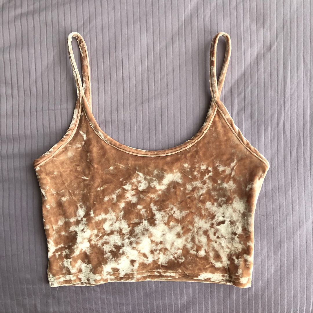 gold velvet crop top