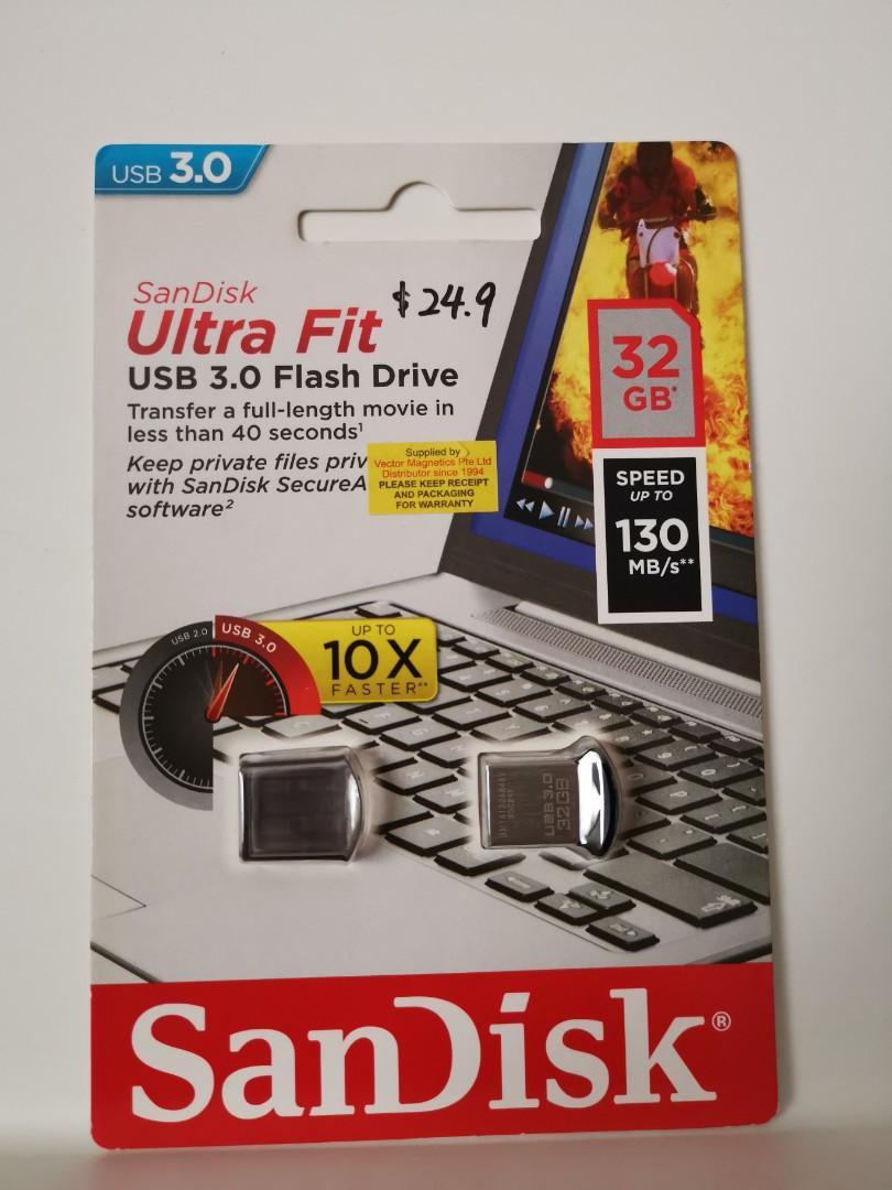 32gb Usb 3 0 Flash Drive Ultra Fit Electronics Computer Parts Accessories On Carousell