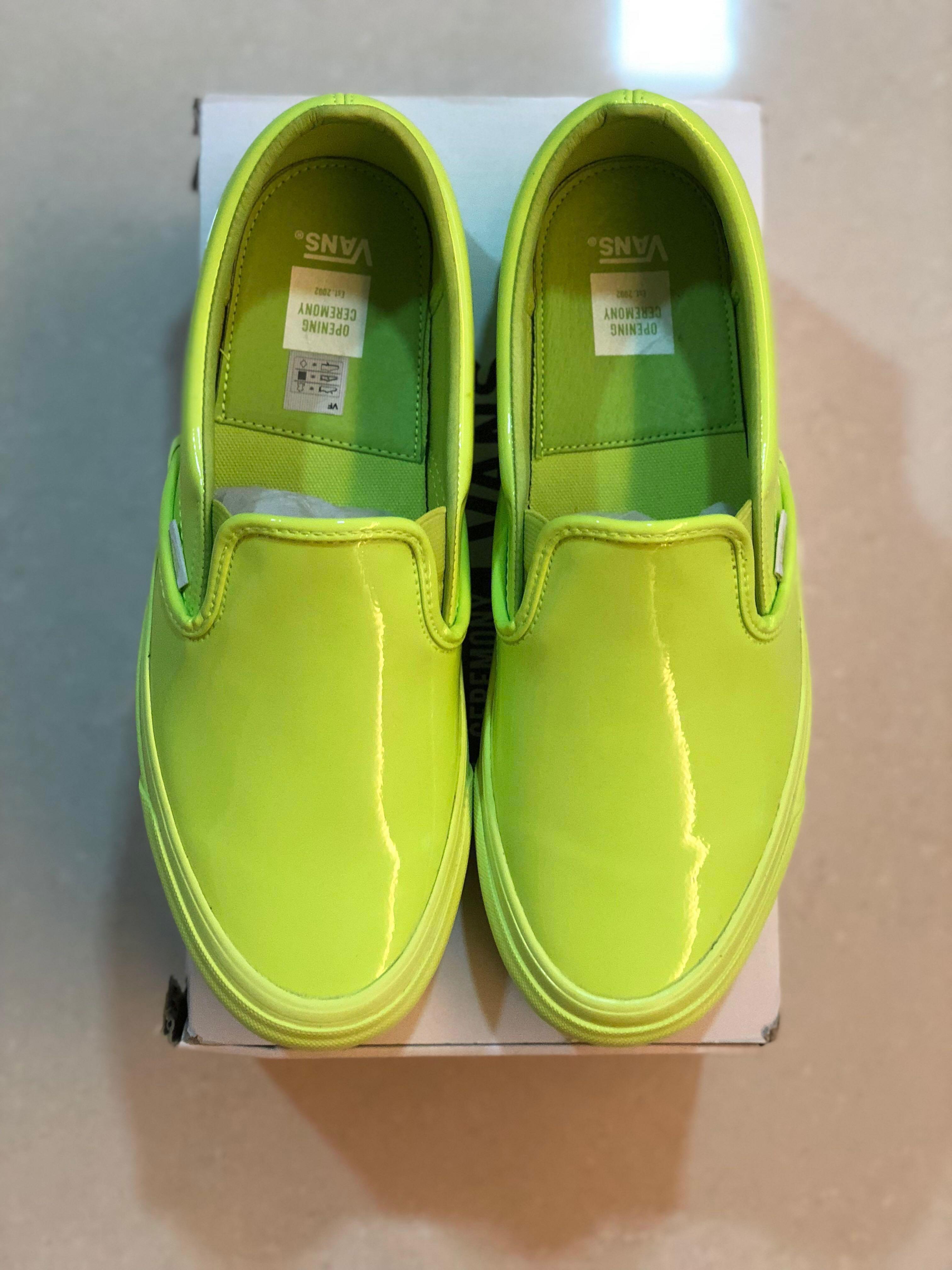 Lime green slip on vans outlet
