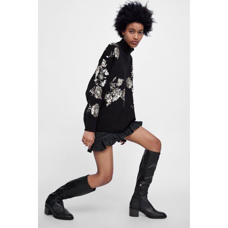 Zara knee block high heeled boots 