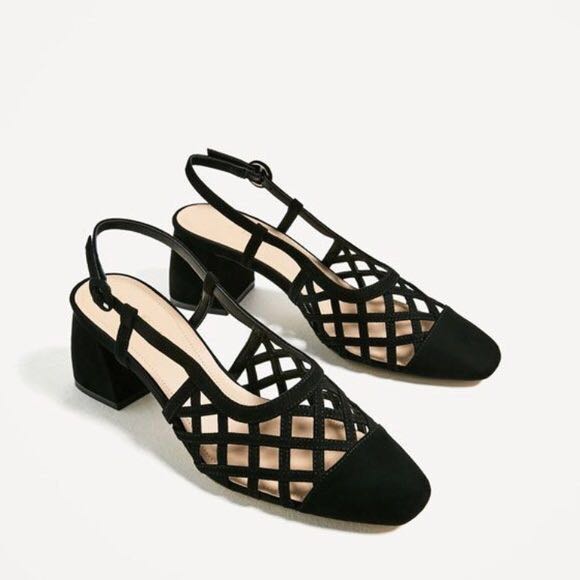 zara black slingback shoes