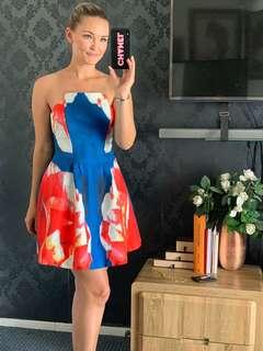 Fit and flare dress blue red white