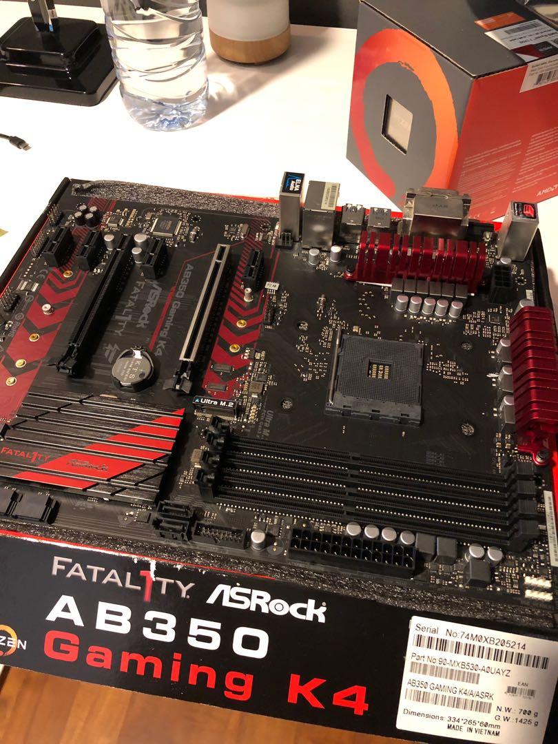 Amd Ryzen 7 1700 Asrock Fatal1ty Ab350 Gaming K4 Atx Electronics Computer Parts Accessories On Carousell