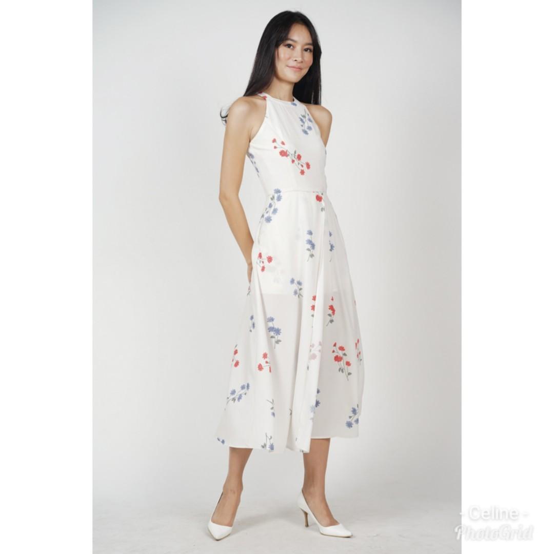 floral overlay maxi dress