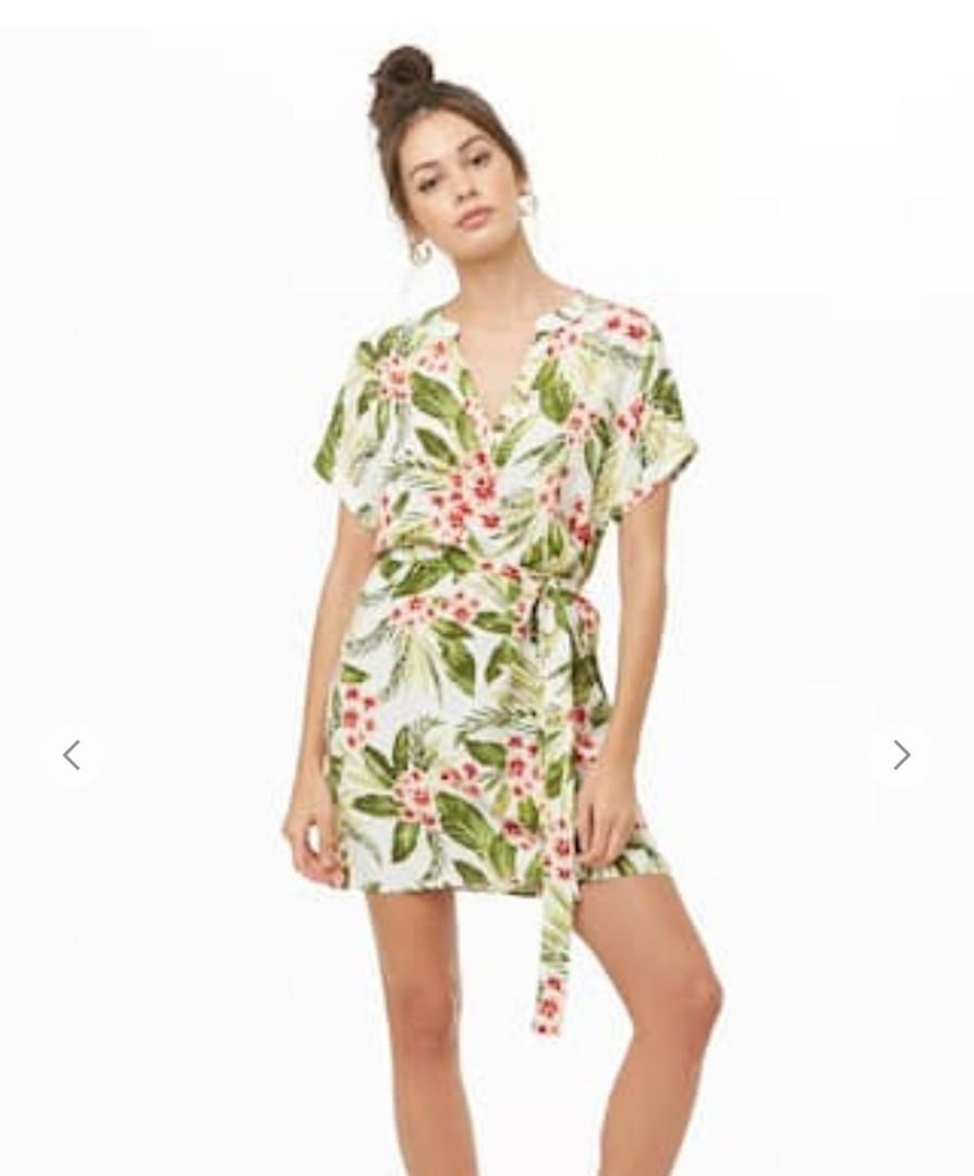 Tropical floral print mini dress Clearance