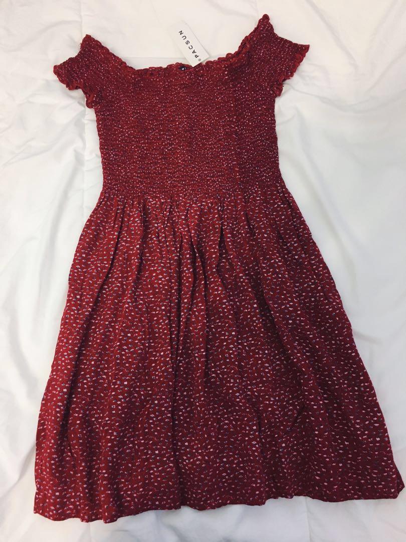 Brandy Melville Red Floral Caley Dress