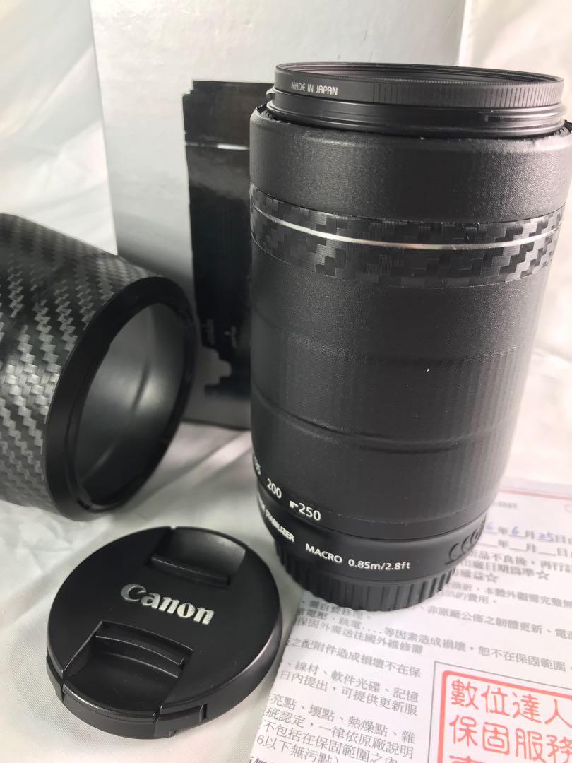 Canon EF-S 55-250mm f4-5.6 IS STM，盒單全，附遮光罩, 相機攝影