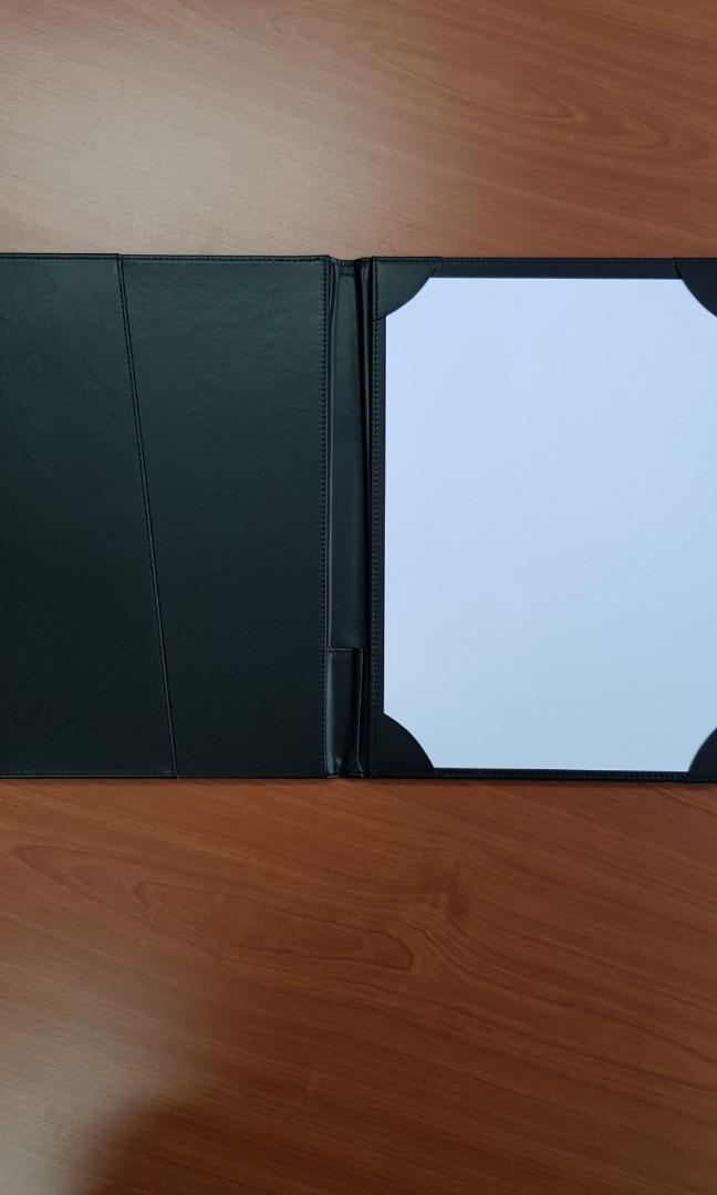 Certificate Holder A4 Folder (Black or Blue Navy Synthetic Leather ...