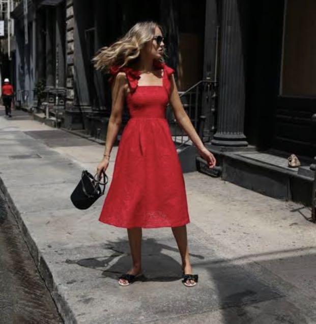 orange eyelet dress